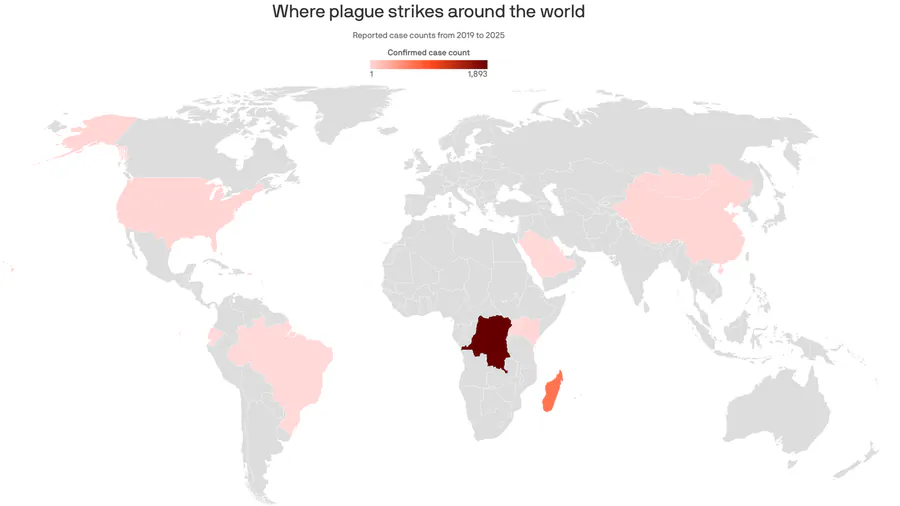 Plague's global footprint: Where the disease hits hardest as Russia denies an outbreak